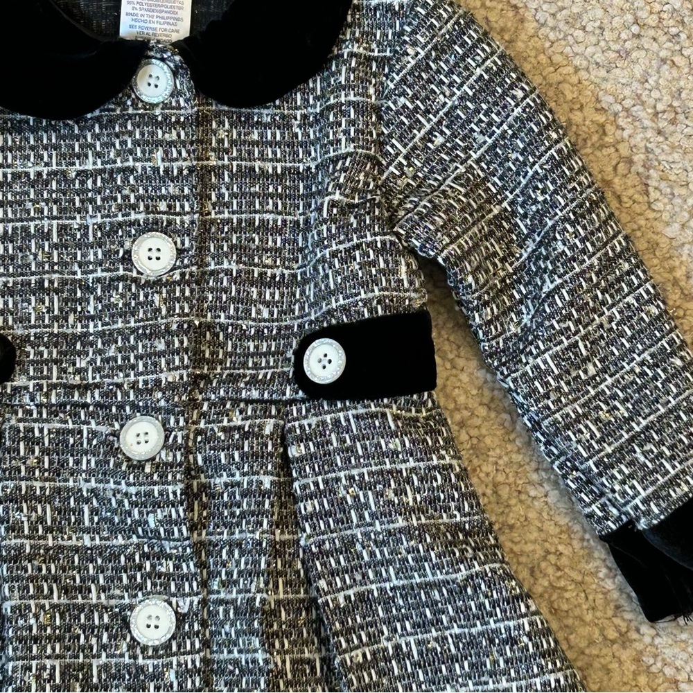 Blueberi Boulevard Black and White Pea Coat - Picture 6 of 6